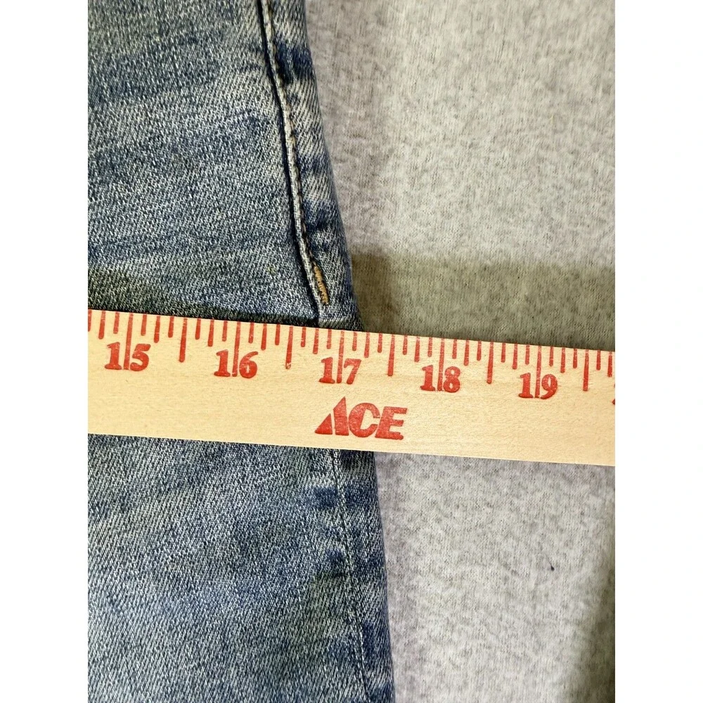 DEAD THAN COOL Youth Slim Fit Jeans Light Wash Painted Distressed Denim Size 28